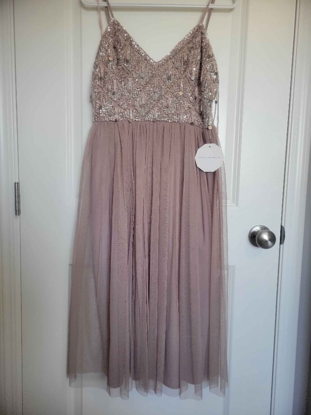 LITTLE MISTRESS dusty pink fairy-core sequence glitter dress, womens
